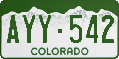 CO license plate AYY542