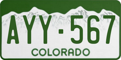 CO license plate AYY567