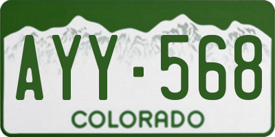 CO license plate AYY568