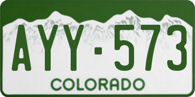 CO license plate AYY573