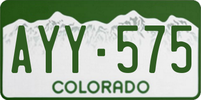 CO license plate AYY575