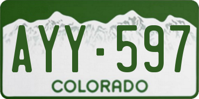 CO license plate AYY597