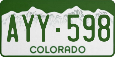 CO license plate AYY598