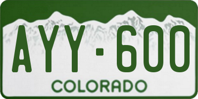 CO license plate AYY600