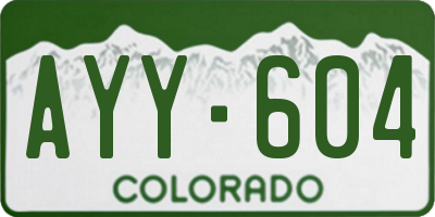 CO license plate AYY604