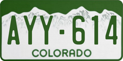 CO license plate AYY614