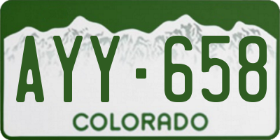 CO license plate AYY658