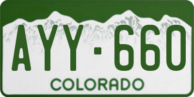 CO license plate AYY660