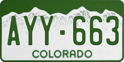 CO license plate AYY663