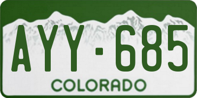 CO license plate AYY685