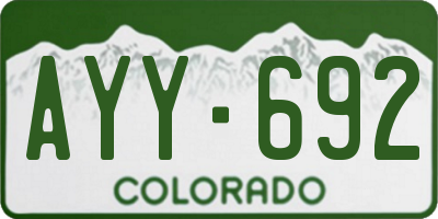CO license plate AYY692