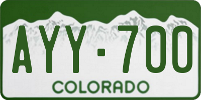 CO license plate AYY700