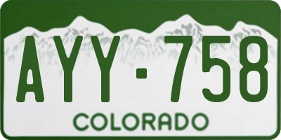 CO license plate AYY758