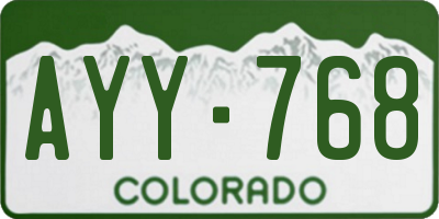 CO license plate AYY768
