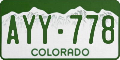 CO license plate AYY778