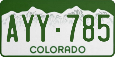CO license plate AYY785