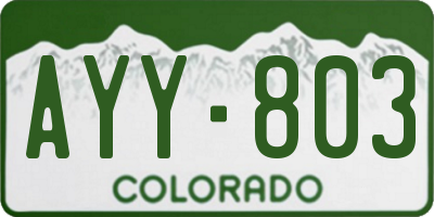 CO license plate AYY803