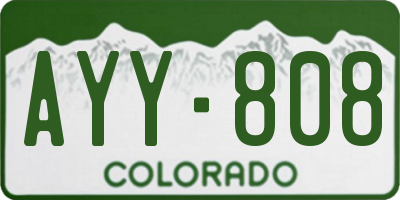 CO license plate AYY808