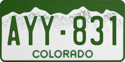 CO license plate AYY831