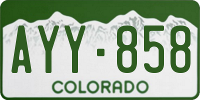 CO license plate AYY858