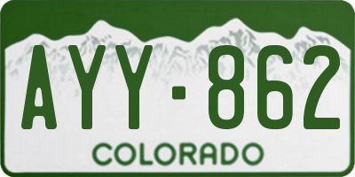 CO license plate AYY862