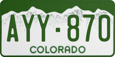 CO license plate AYY870