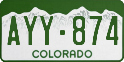 CO license plate AYY874