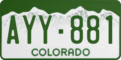 CO license plate AYY881