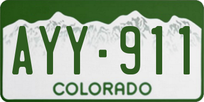 CO license plate AYY911