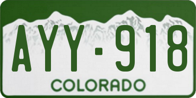 CO license plate AYY918