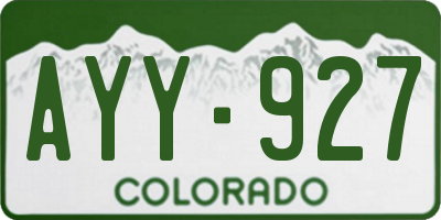 CO license plate AYY927