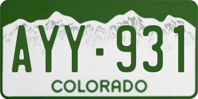 CO license plate AYY931