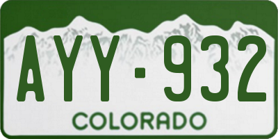 CO license plate AYY932