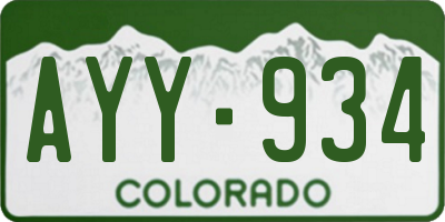 CO license plate AYY934