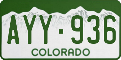CO license plate AYY936