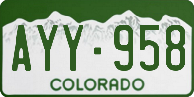 CO license plate AYY958