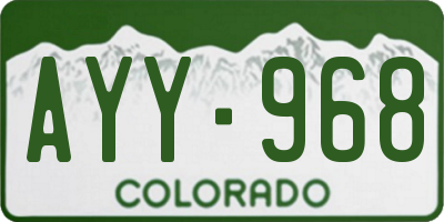 CO license plate AYY968