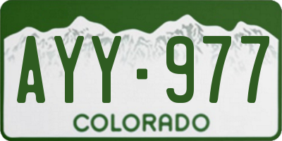 CO license plate AYY977
