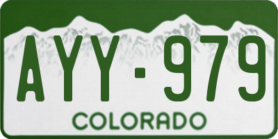 CO license plate AYY979