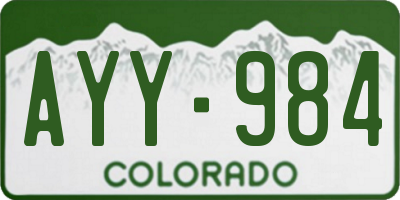 CO license plate AYY984