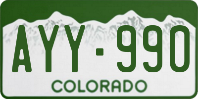 CO license plate AYY990