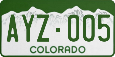 CO license plate AYZ005