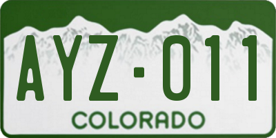 CO license plate AYZ011