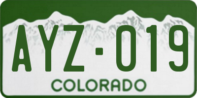 CO license plate AYZ019