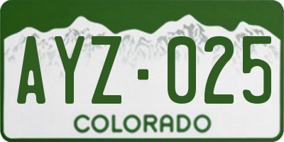 CO license plate AYZ025