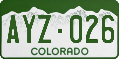 CO license plate AYZ026