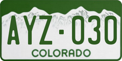 CO license plate AYZ030