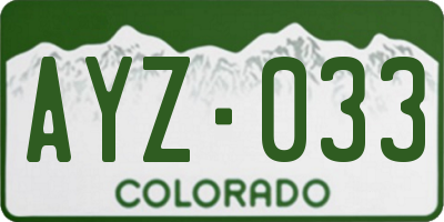CO license plate AYZ033