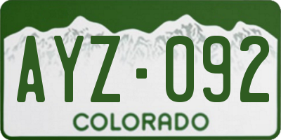CO license plate AYZ092