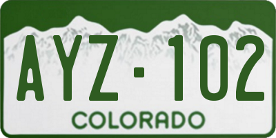 CO license plate AYZ102